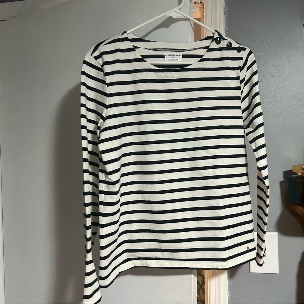 Des Petit Hauts Filipette black and white striped shirt T3 / large nwot